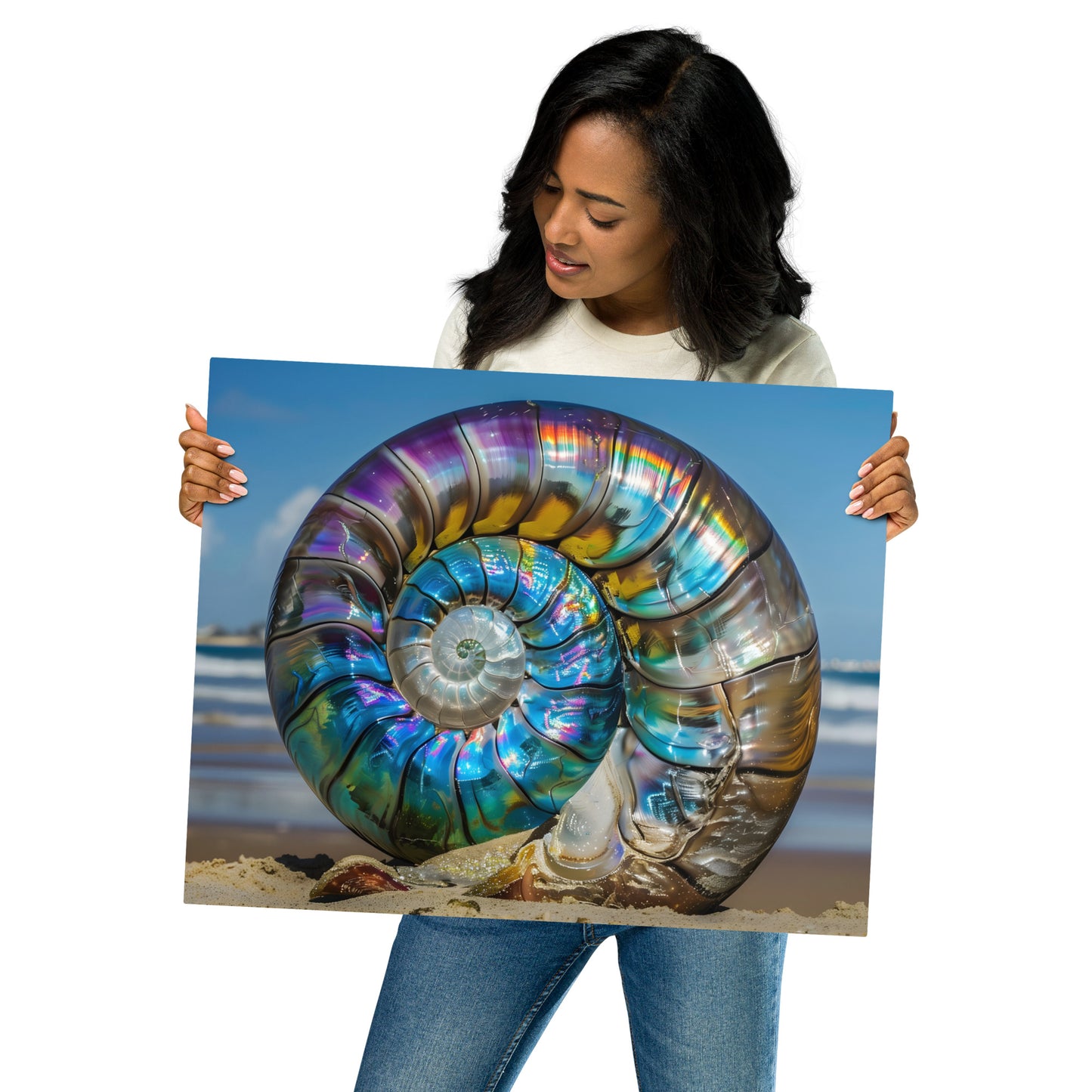 Stunning Rainbow Escargot Shell Art - Art Nouveau Style