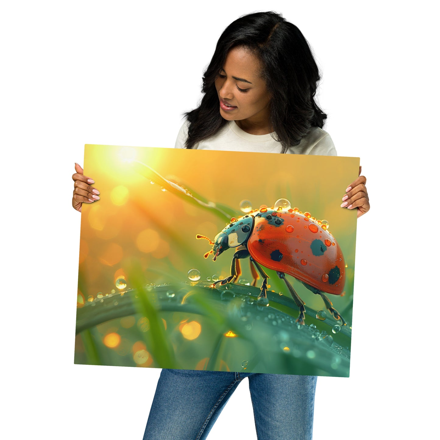 Enchanting Ladybug Aluminum Metal Wall Art - Nature-Inspired Home Decor