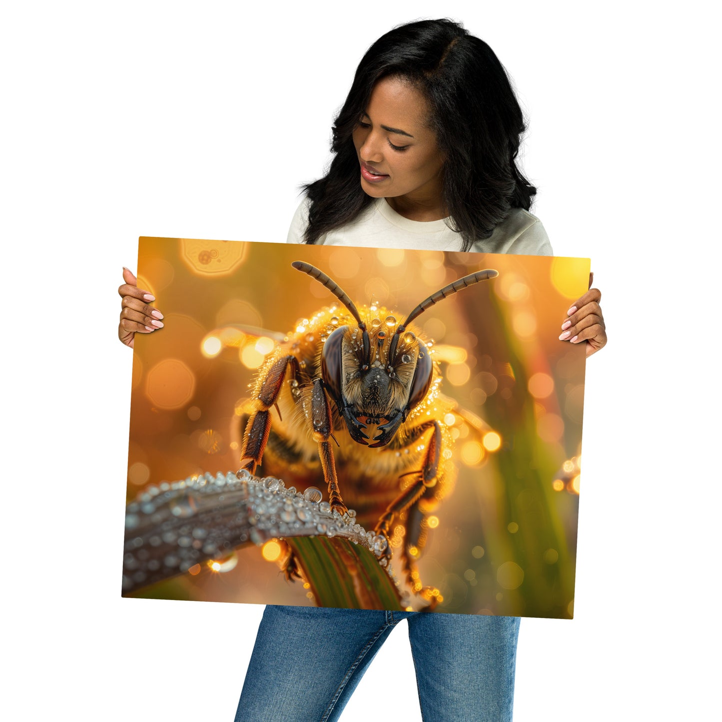 Golden Honeybee Aluminum Metal Wall Art - Captivating Nature-Inspired Decor