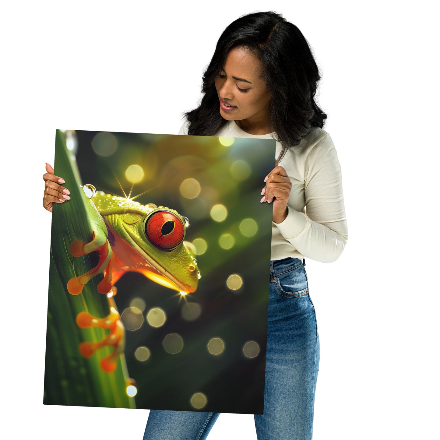 Vibrant Tree Frog Aluminum Metal Wall Art - Lively Nature-Inspired Decor