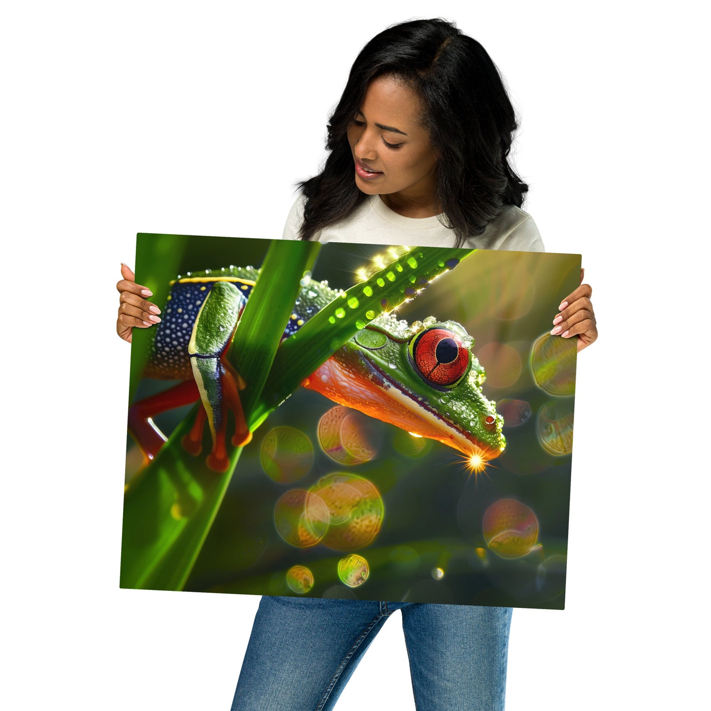 Radiant Tree Frog Aluminum Metal Wall Art - Vibrant Nature-Inspired Decor