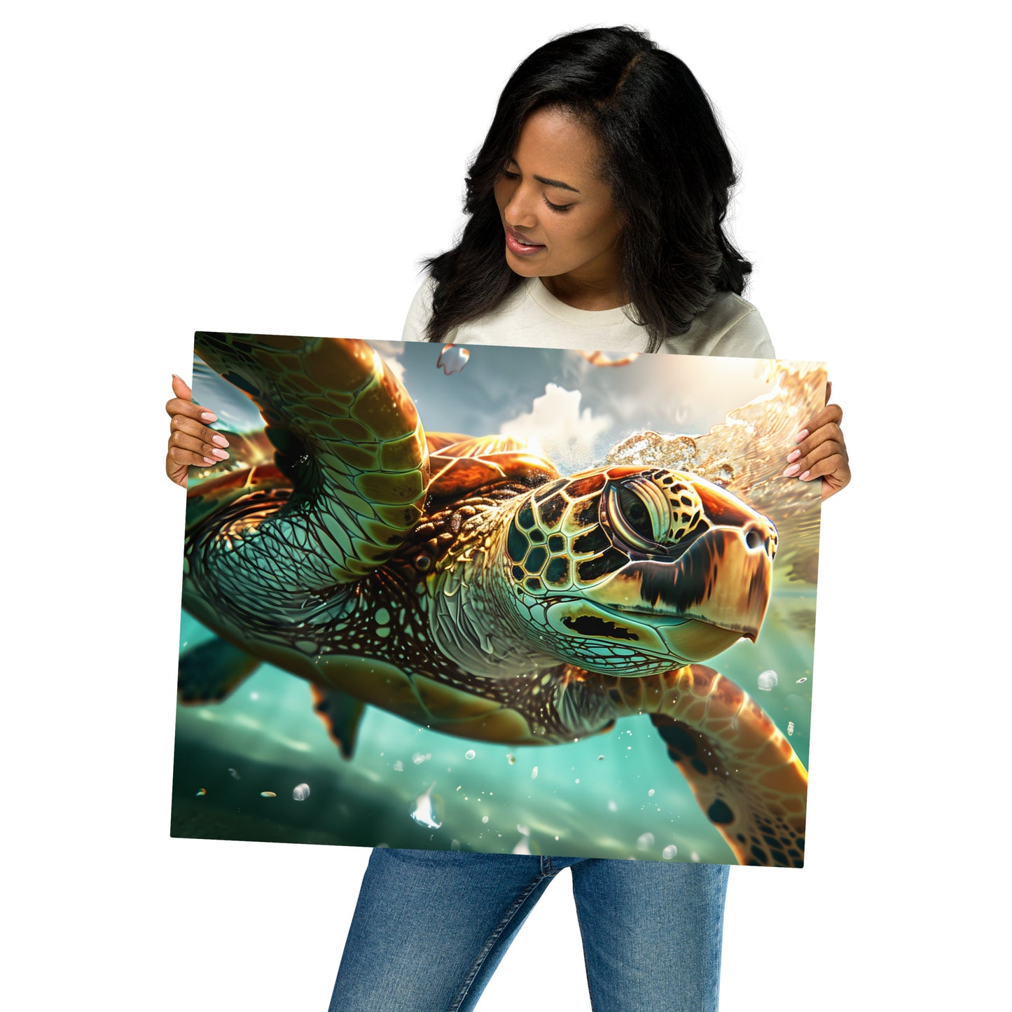 Vibrant Sea Turtle Aluminum Wall Art - Stunning Marine Life Decor