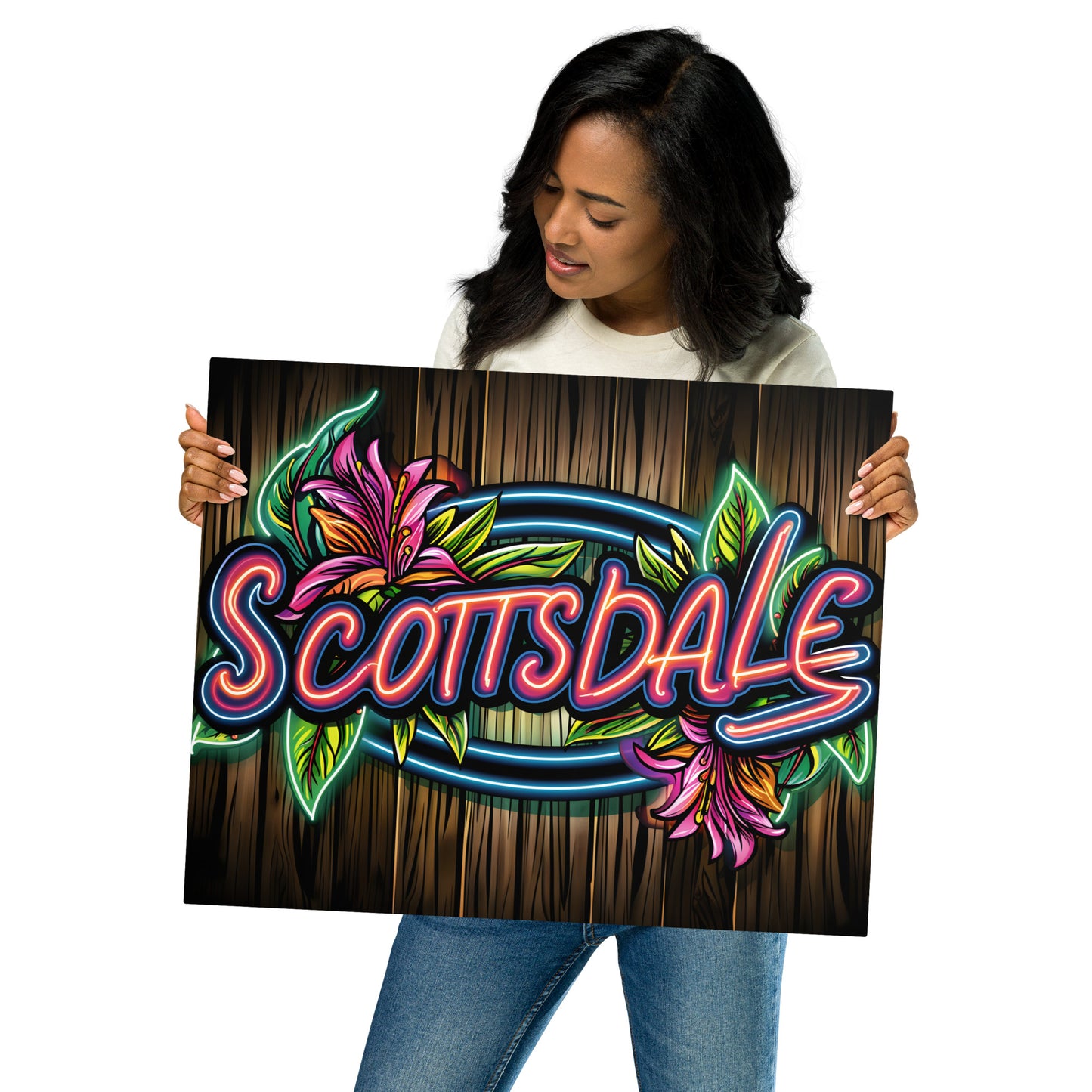 Vibrant Scottsdale Neon Sign Metal Wall Art - Retro Aluminum Decor