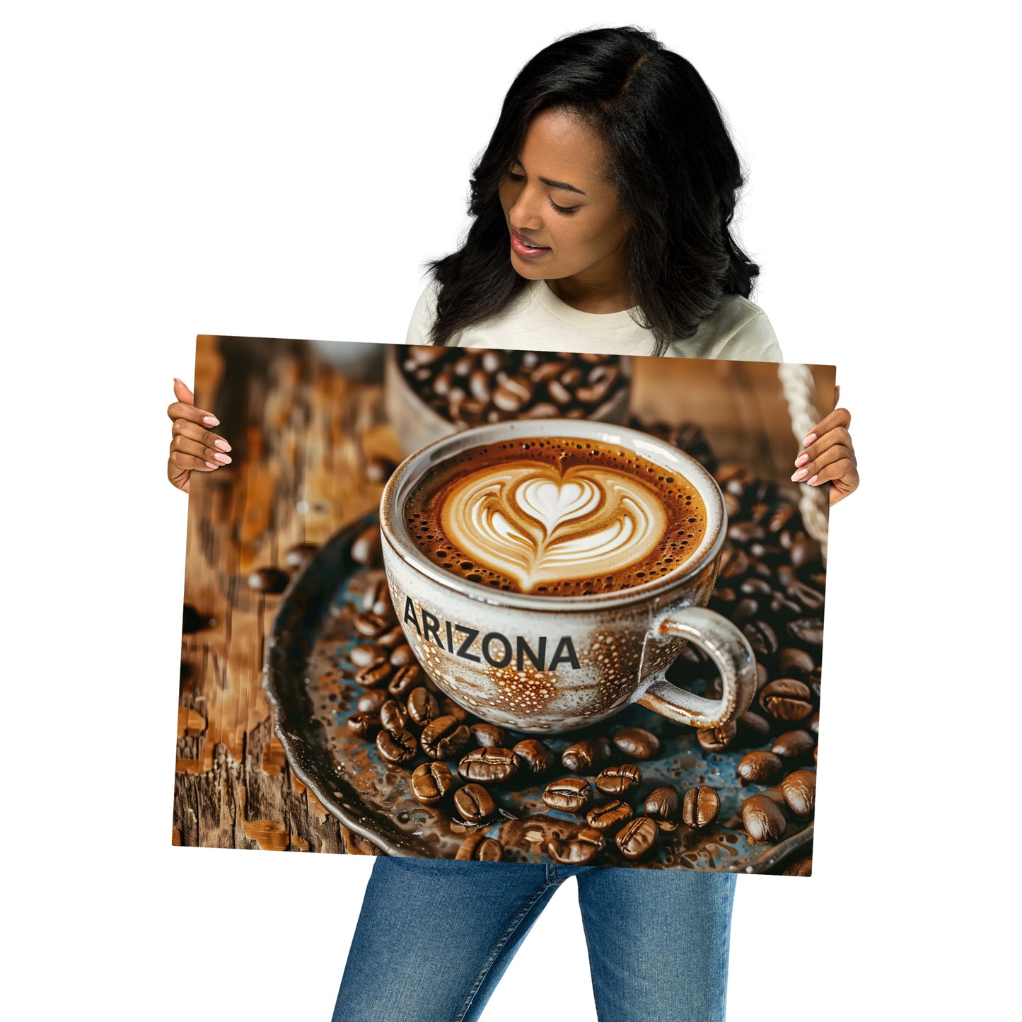 Arizona Coffee Lover's Metal Wall Art - Rustic Aluminum Decor