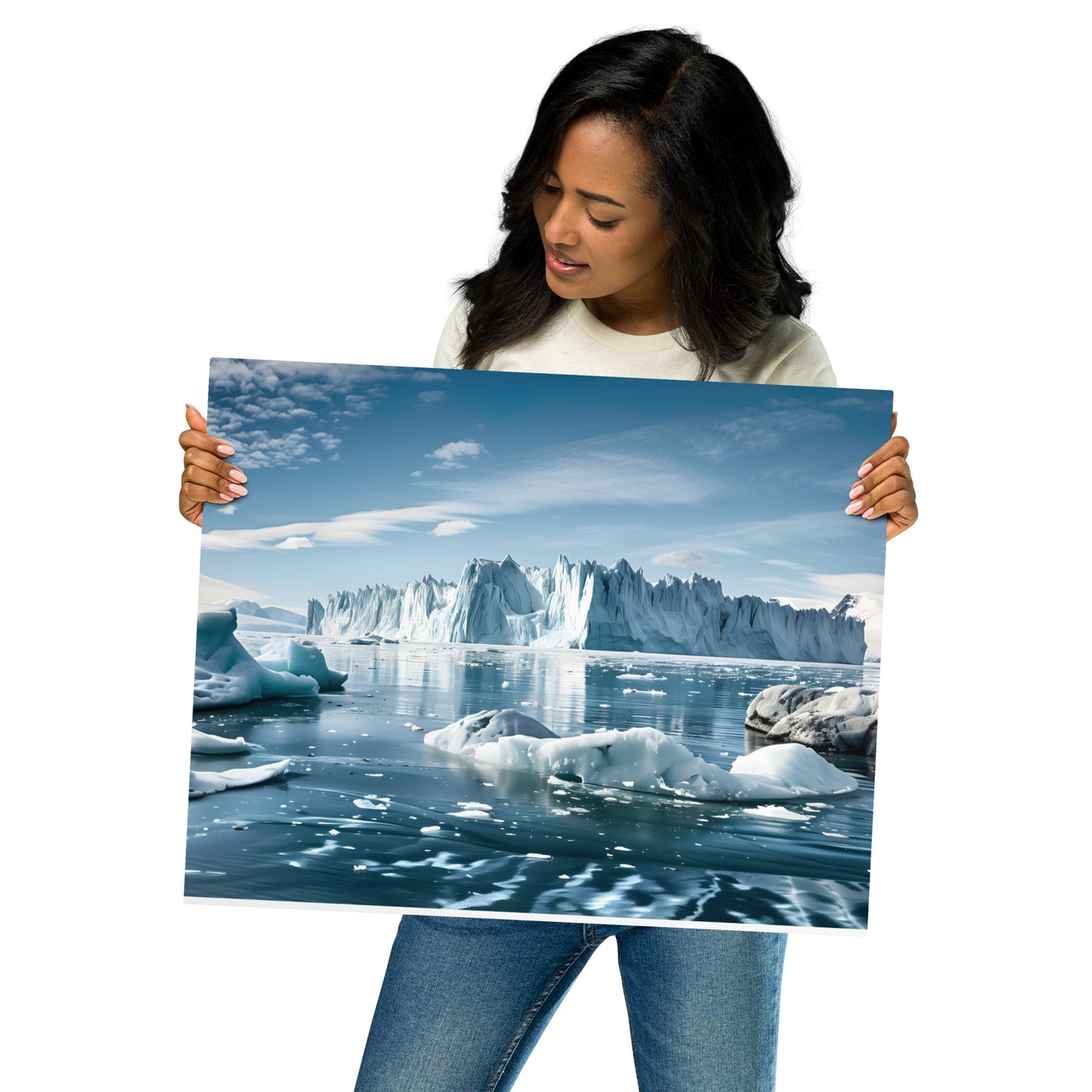 Majestic Arctic Landscape Metal Print - Stunning Glacier and Iceberg Wall Art, Customizable and Durable