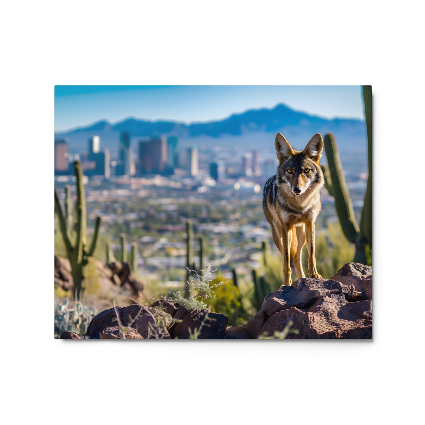 Desert Coyote Wall Art on Aluminum Frame - Urban Wilderness Décor