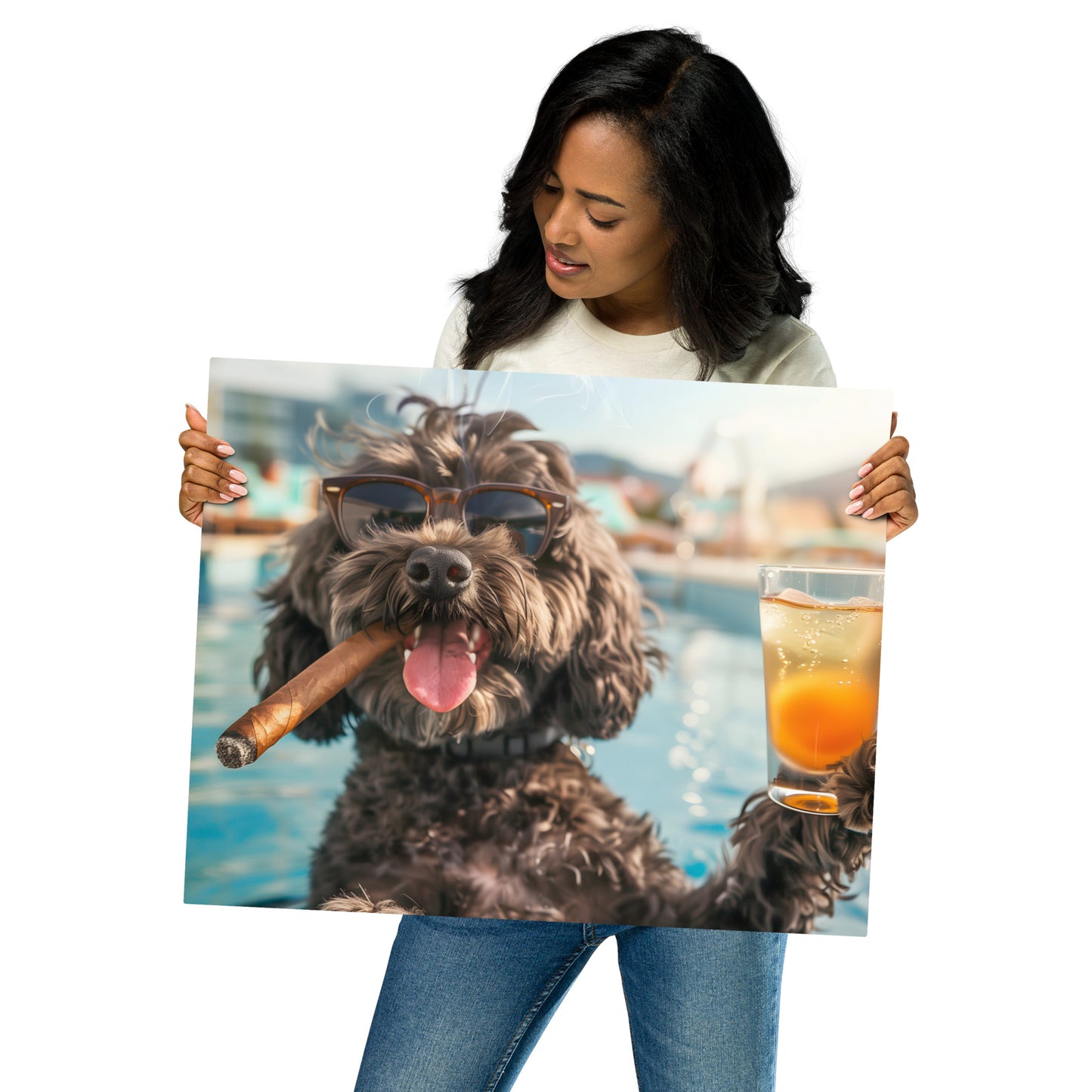 Chill Cockapoo Metal Aluminum Art - Fun Poolside Dog Decor