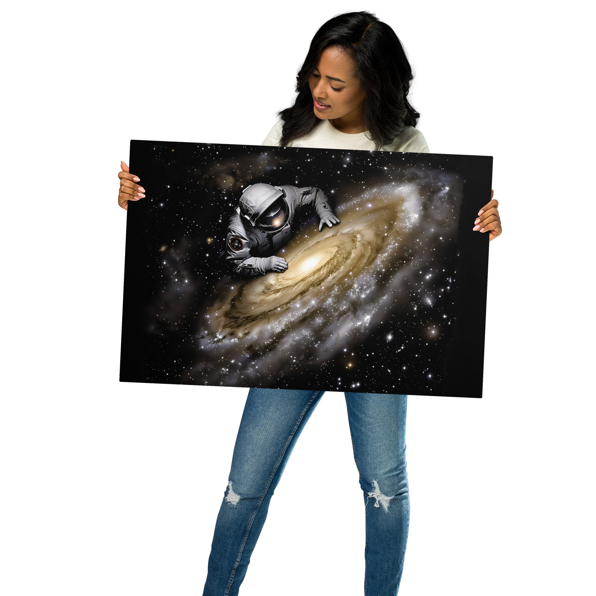 Cosmic Alien Astronaut Aluminum Wall Art - High-Detail Print for Space and Sci-Fi Lovers - HighAZCreations