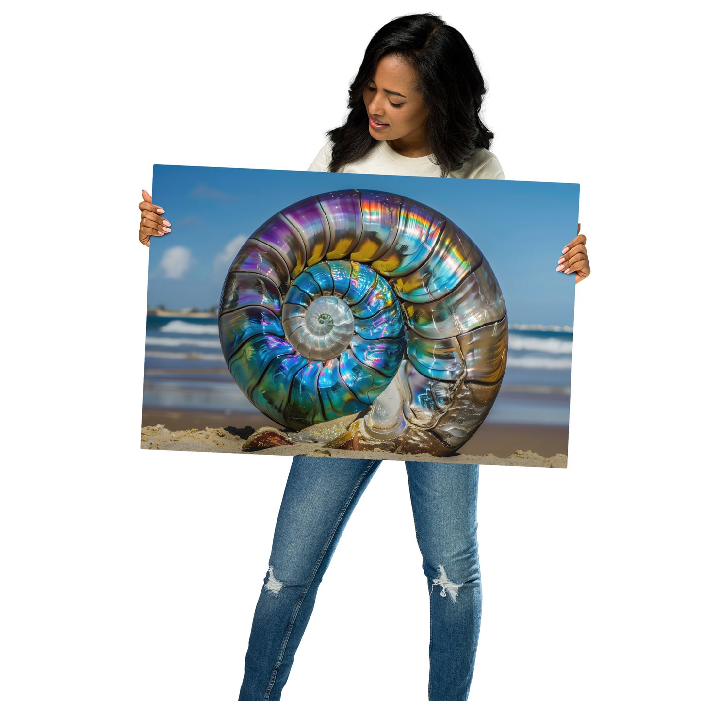 Stunning Rainbow Escargot Shell Art - Art Nouveau Style