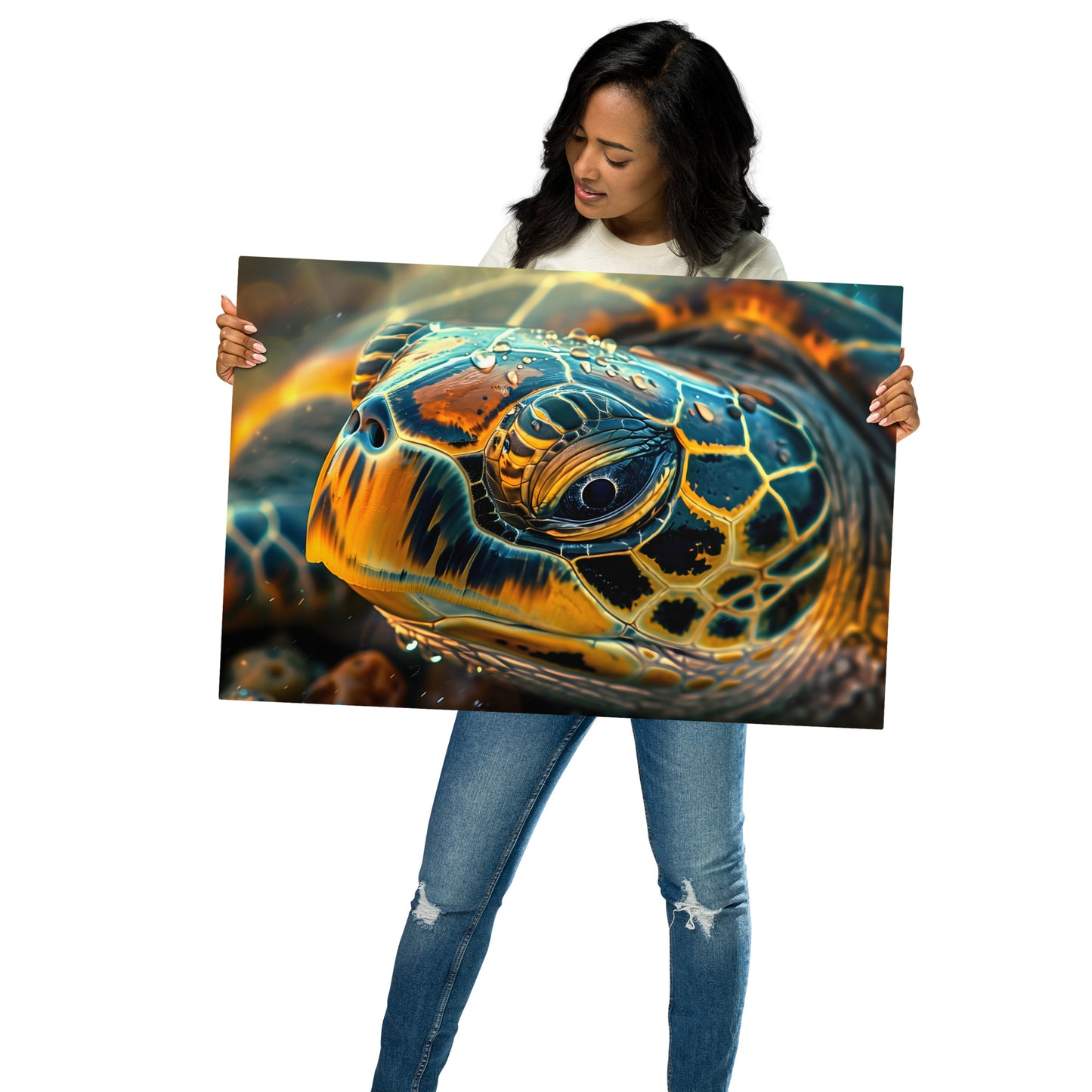 Vibrant Sea Turtle Metal Wall Art - Captivating Aluminum Home Decor