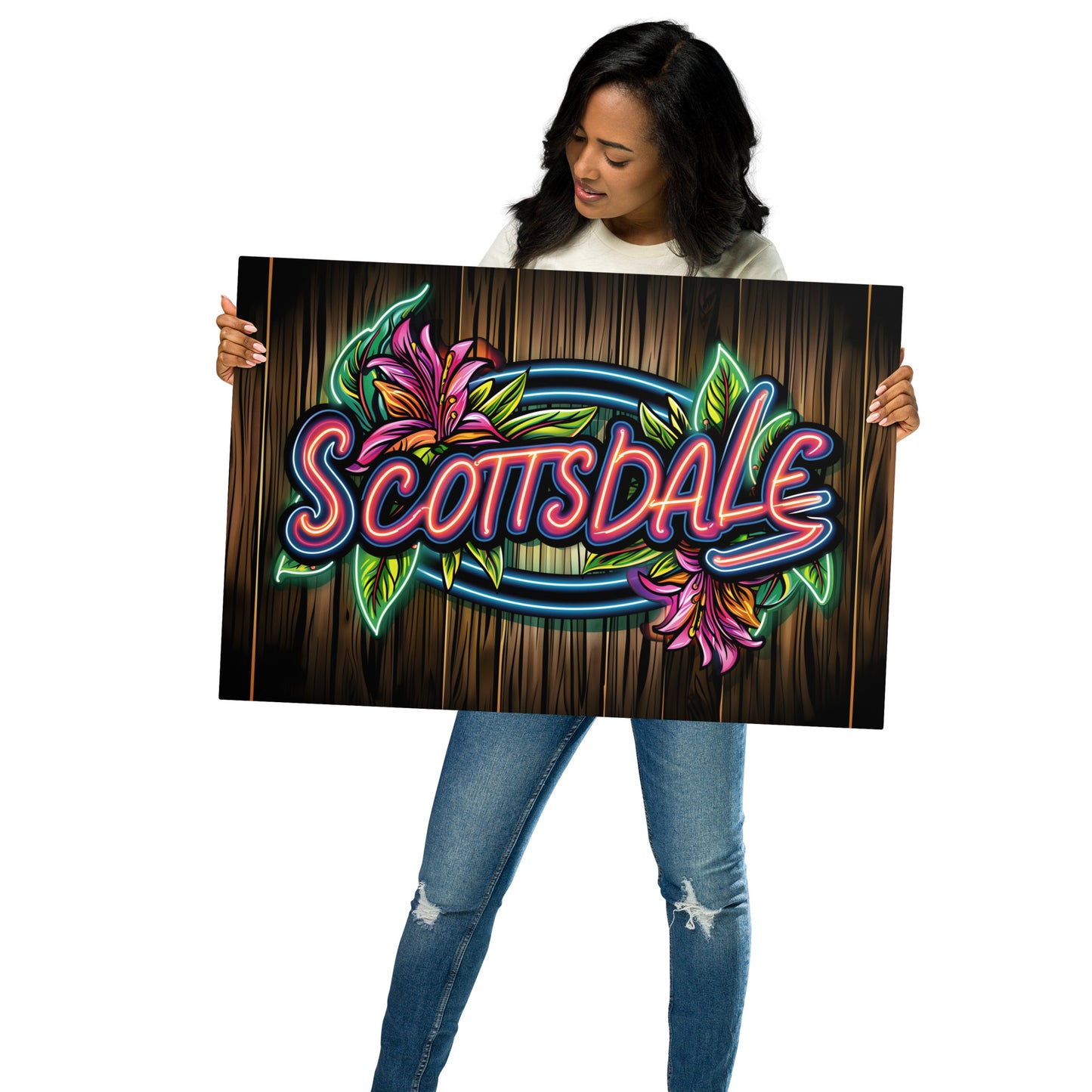 Vibrant Scottsdale Neon Sign Metal Wall Art - Retro Aluminum Decor