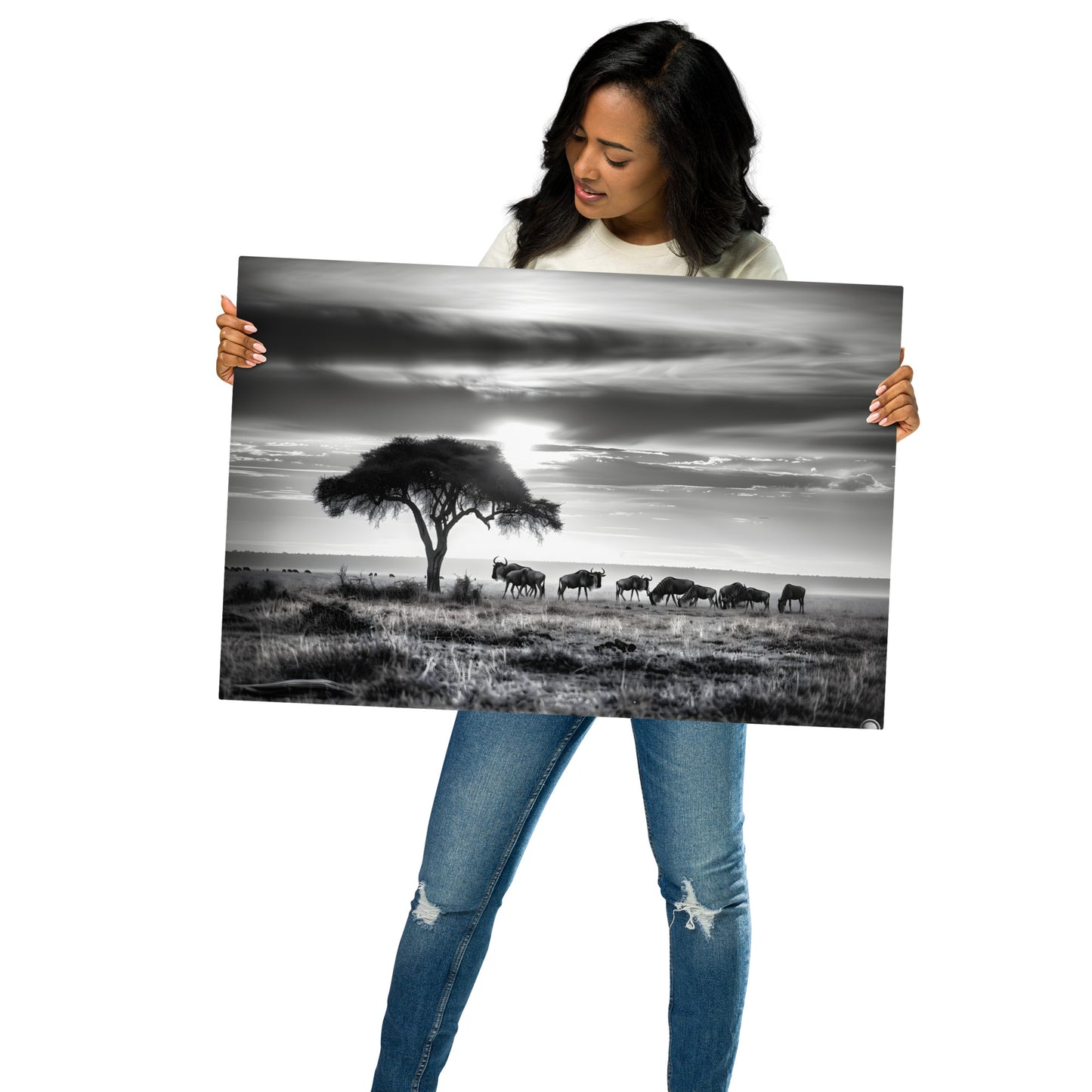 Stunning Wildebeest Migration Metal Print - High-Quality Aluminum Wall Art, Customizable and Durable