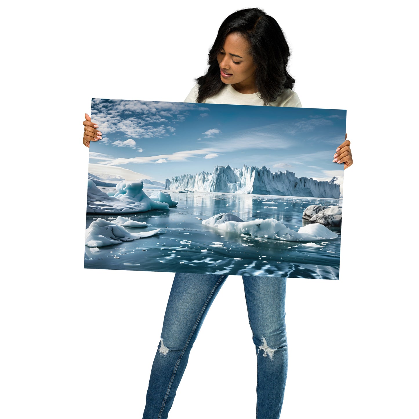 Majestic Arctic Landscape Metal Print - Stunning Glacier and Iceberg Wall Art, Customizable and Durable