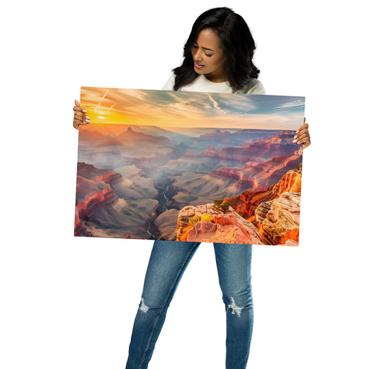 Breathtaking Grand Canyon Sunrise Metal Print - Vibrant Landscape Wall Art, Customizable and Durable - HighAZCreations