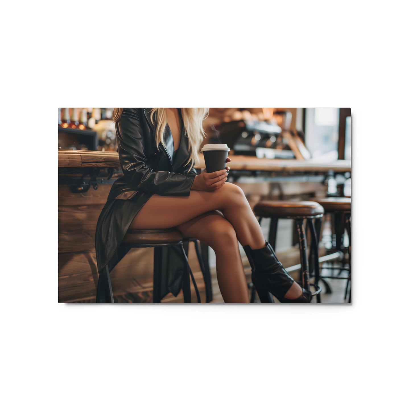 Stylish Cafe Moment Wall Art on Aluminum Frame