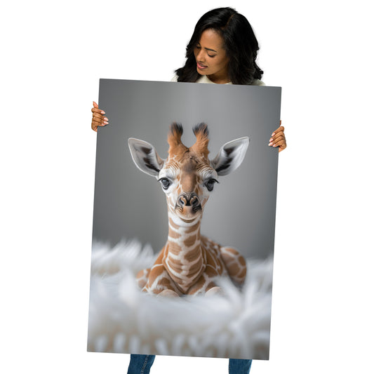 Adorable Baby Giraffe Aluminum Wall Art - High-Detail Animal Print for Nursery and Home Decor