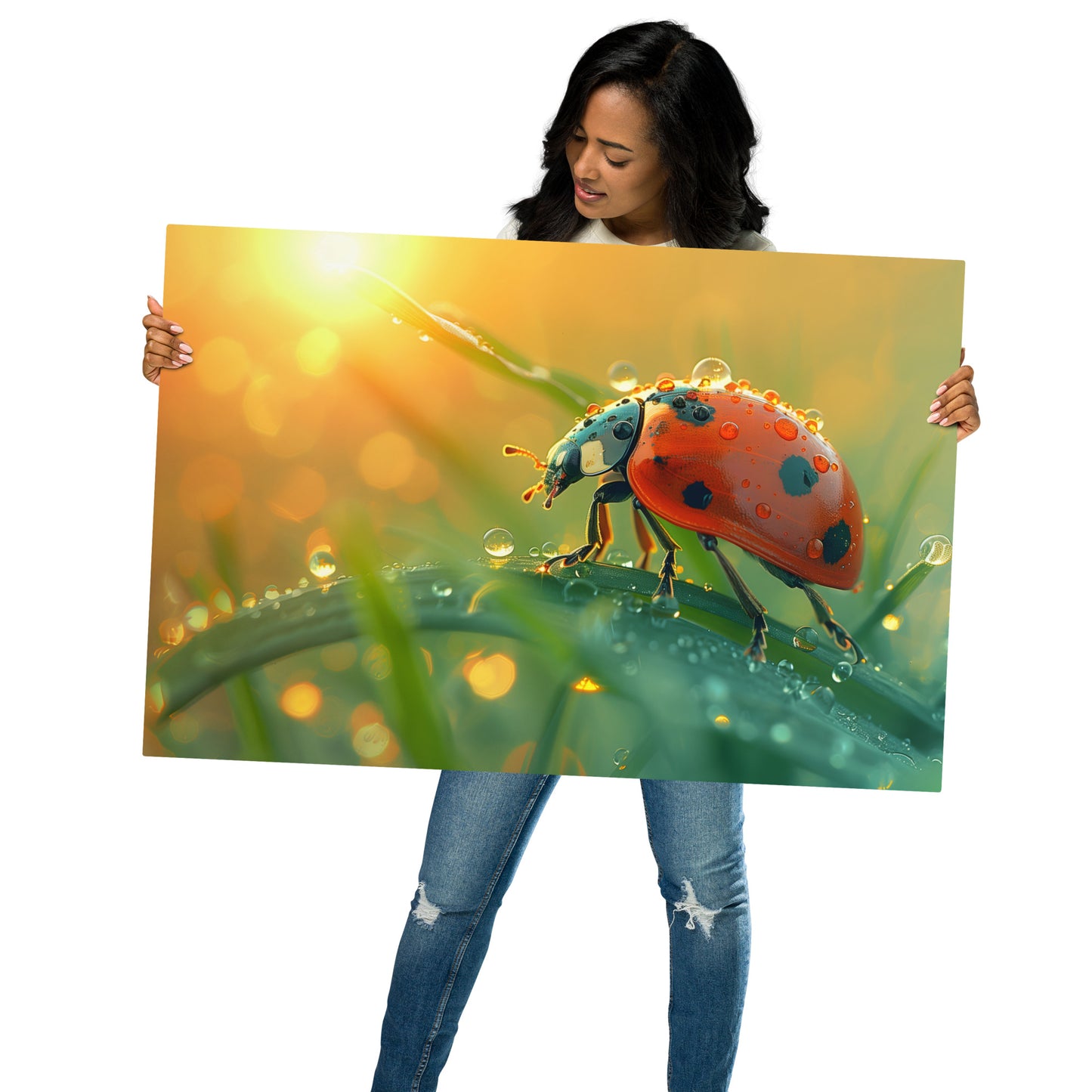 Enchanting Ladybug Aluminum Metal Wall Art - Nature-Inspired Home Decor