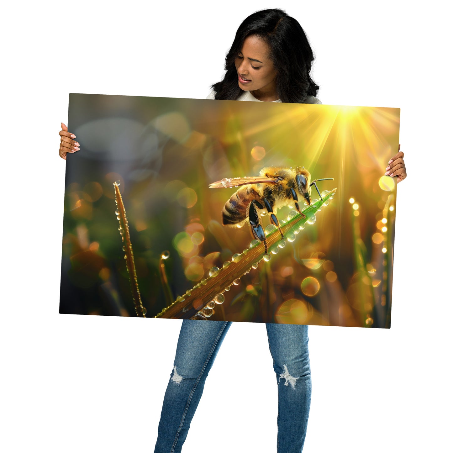 Radiant Honeybee Aluminum Metal Wall Art - Nature-Inspired Home Accent