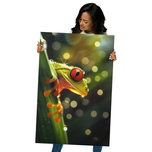 Vibrant Tree Frog Aluminum Metal Wall Art - Lively Nature-Inspired Decor