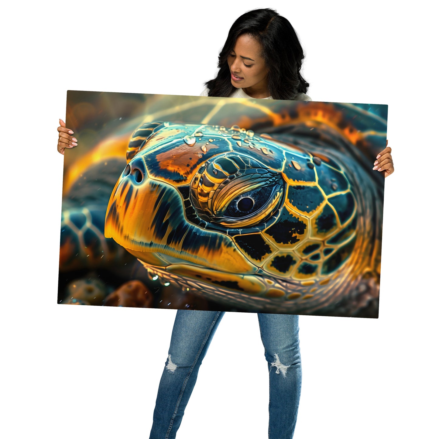 Vibrant Sea Turtle Metal Wall Art - Captivating Aluminum Home Decor