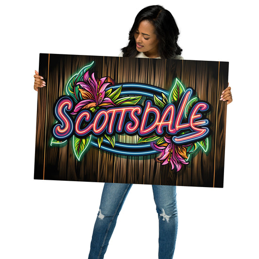 Vibrant Scottsdale Neon Sign Metal Wall Art - Retro Aluminum Decor