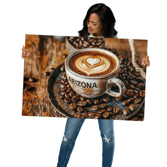 Arizona Coffee Lover's Metal Wall Art - Rustic Aluminum Decor