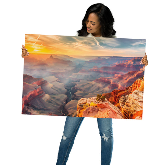 Breathtaking Grand Canyon Sunrise Metal Print - Vibrant Landscape Wall Art, Customizable and Durable