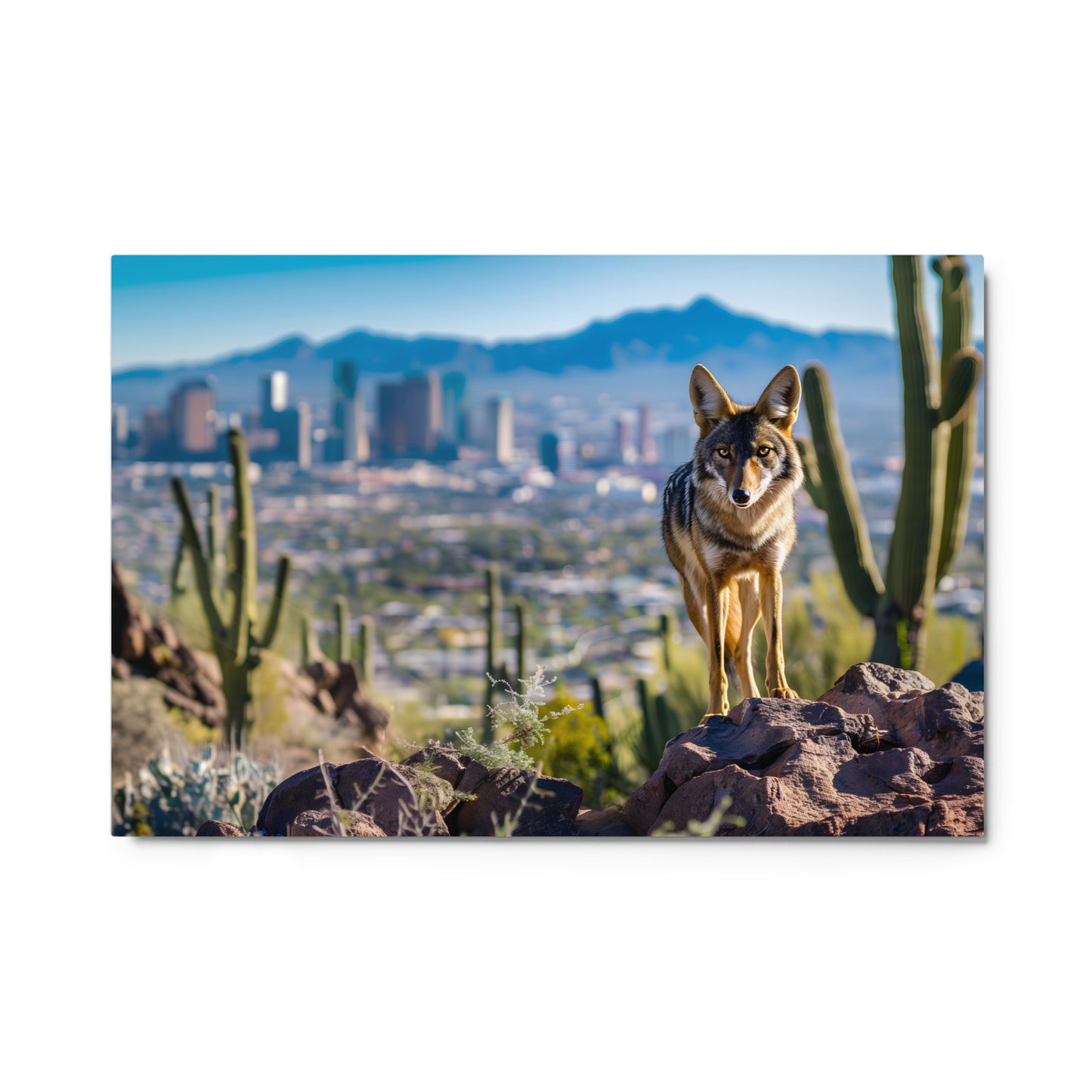 Desert Coyote Wall Art on Aluminum Frame - Urban Wilderness Décor