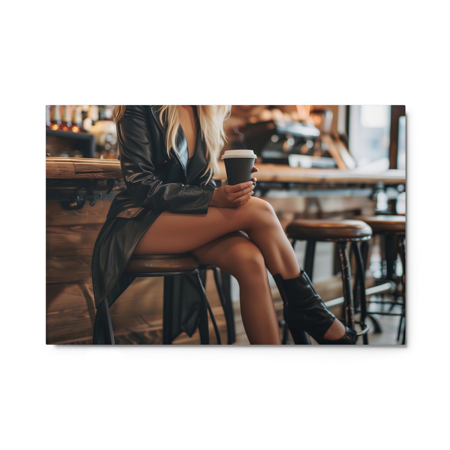 Stylish Cafe Moment Wall Art on Aluminum Frame