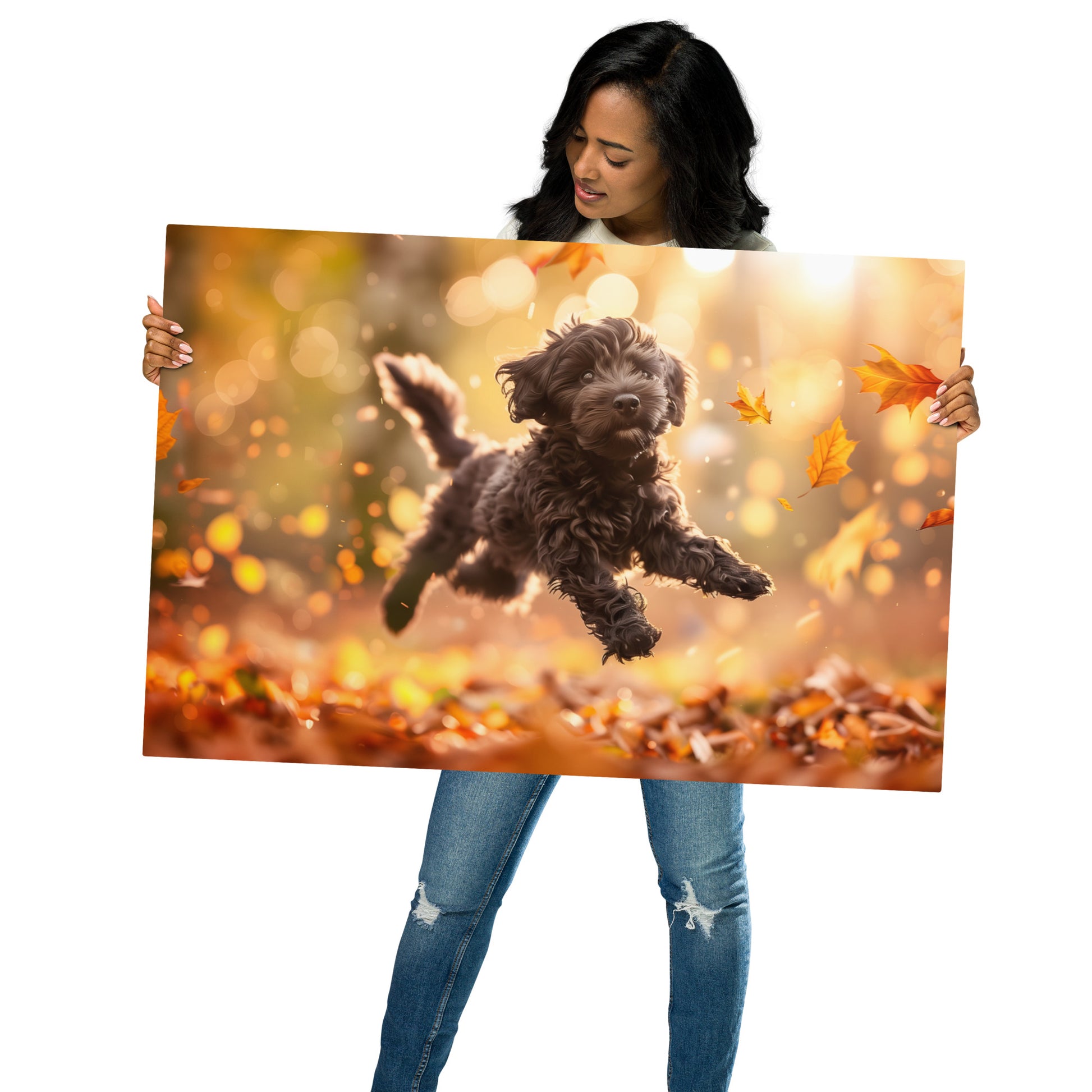 Vibrant Autumn Cockapoo Metal Aluminum Art - Colorful Vector Design - HighAZCreations