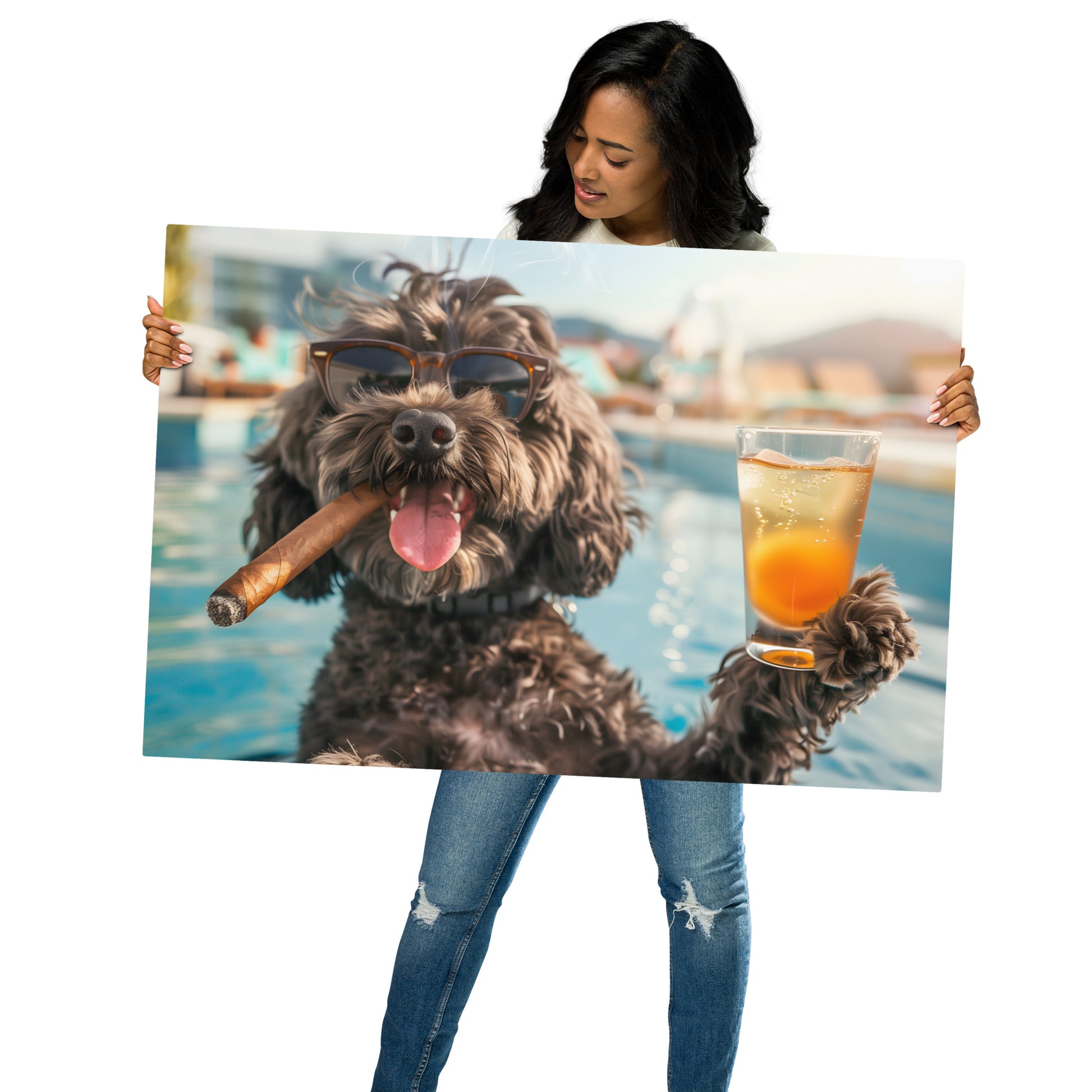 Chill Cockapoo Metal Aluminum Art - Fun Poolside Dog Decor - HighAZCreations